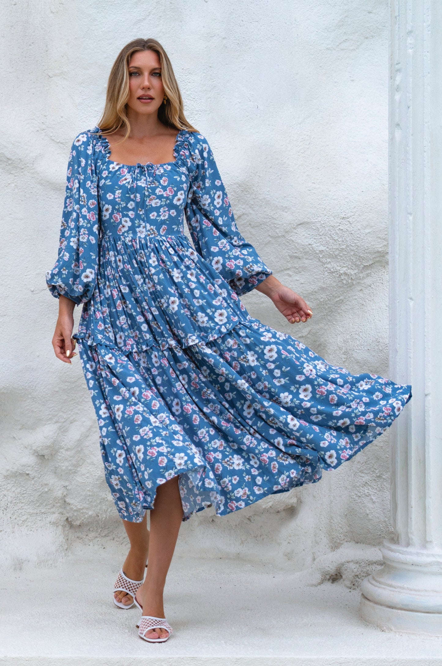 Floriana Long Sleeve Midi Dress-3