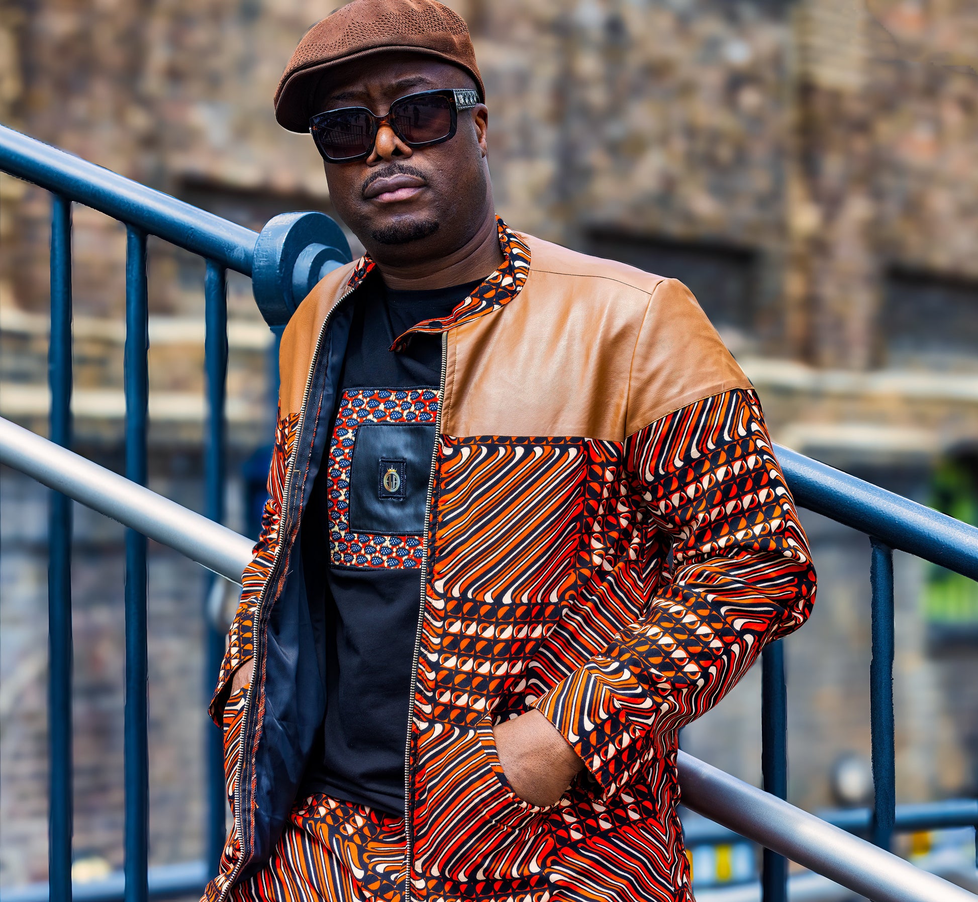 African Print Jacket- Chocolate Brown-0
