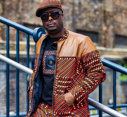 African Print Jacket- Chocolate Brown-0