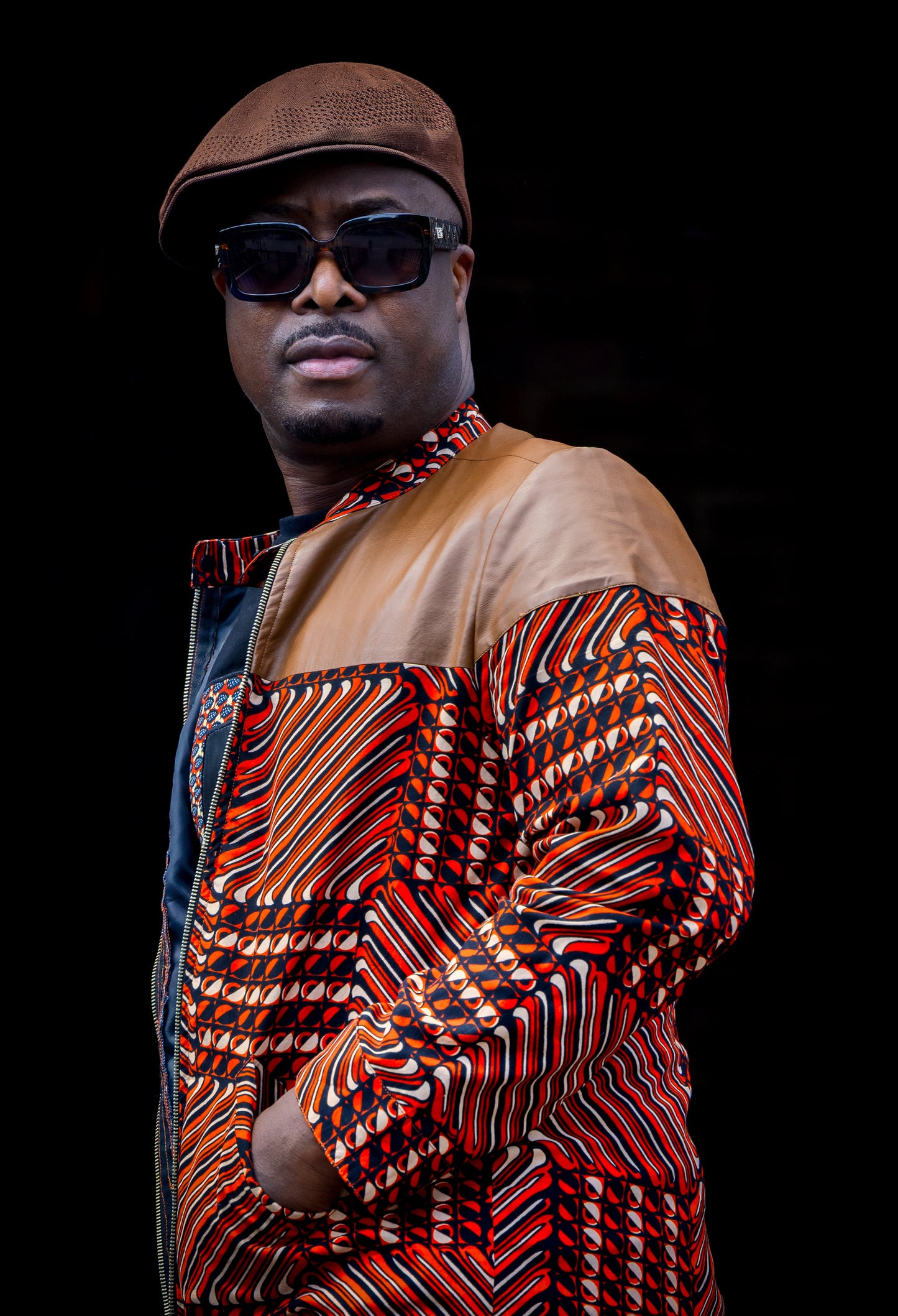 African Print Jacket- Chocolate Brown-3
