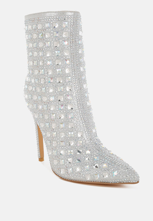 Frostin Pointed Toe Rhinestones Stiletto Boots-1