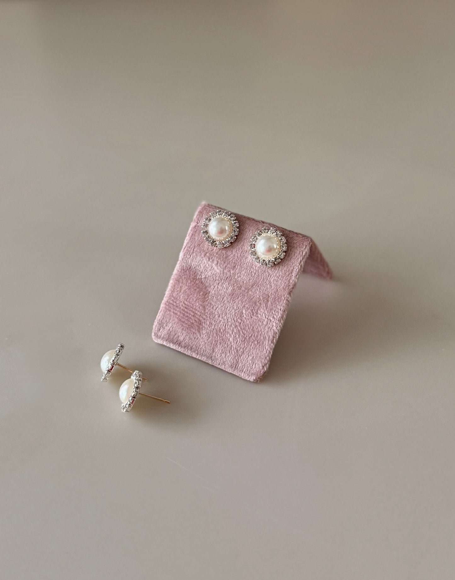 Diamond Pearl Stud Earrings ~ Cameron-3