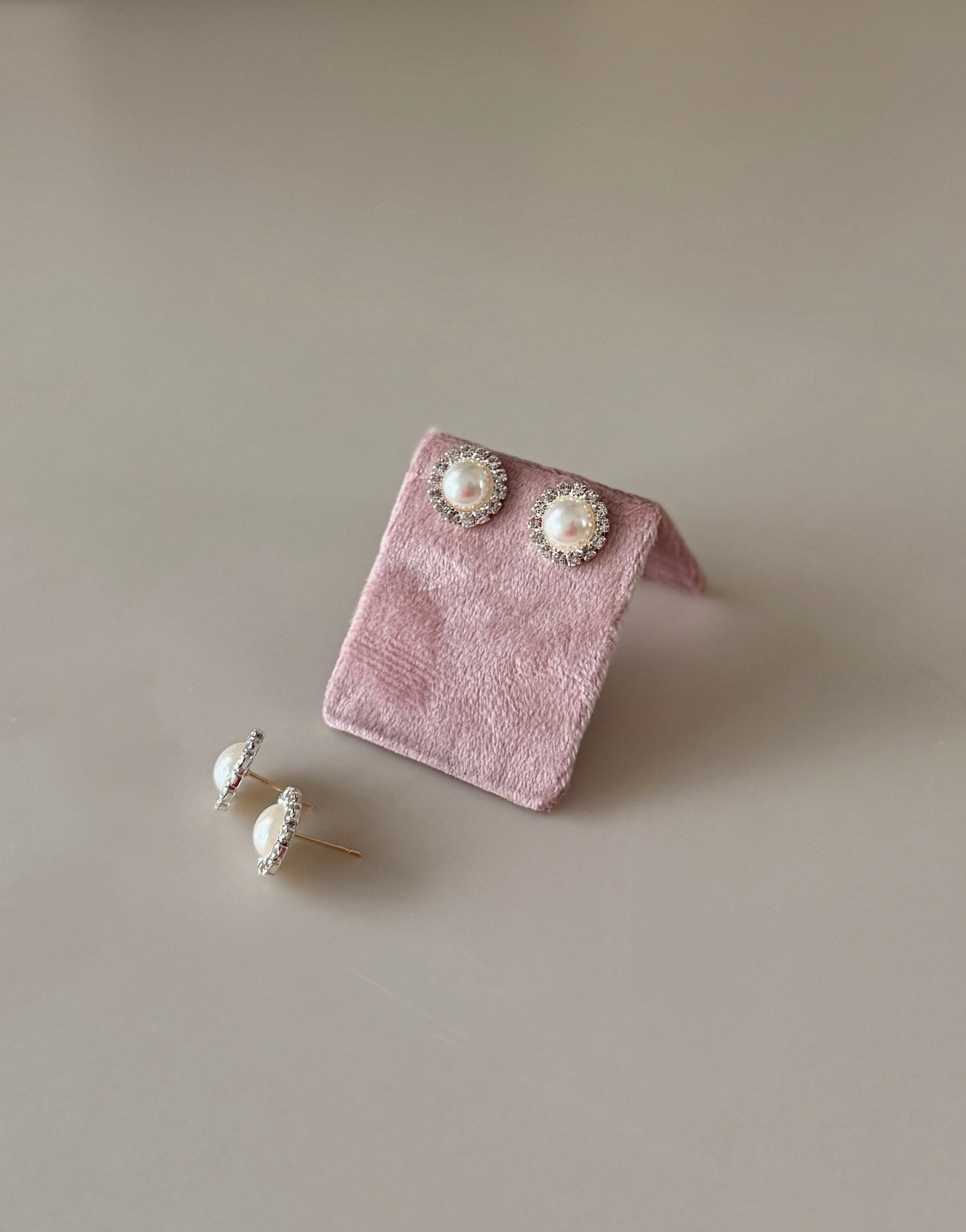 Diamond Pearl Stud Earrings ~ Cameron-3