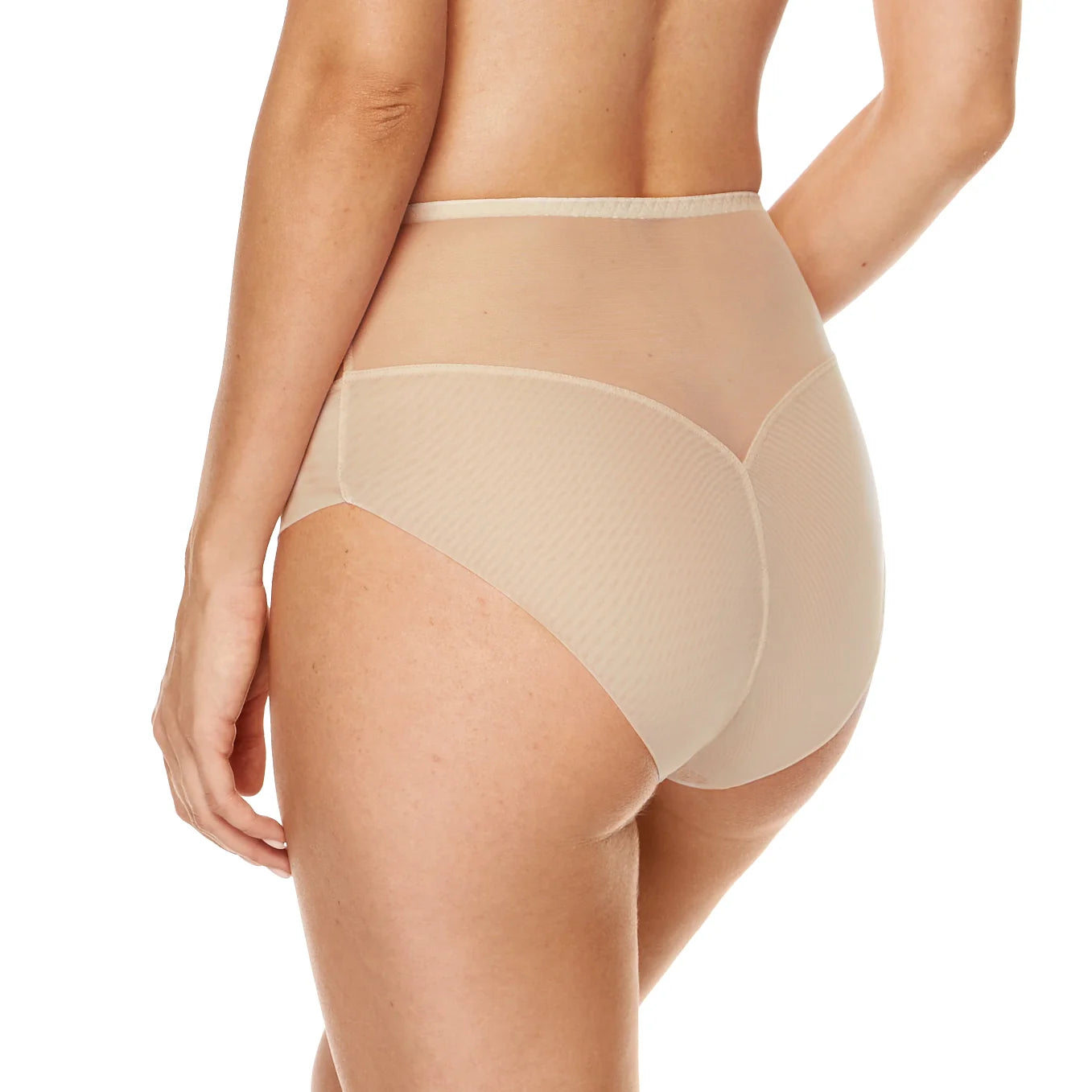 Lace High Waist Full Brief Panty Gorteks Gabi Beige-1