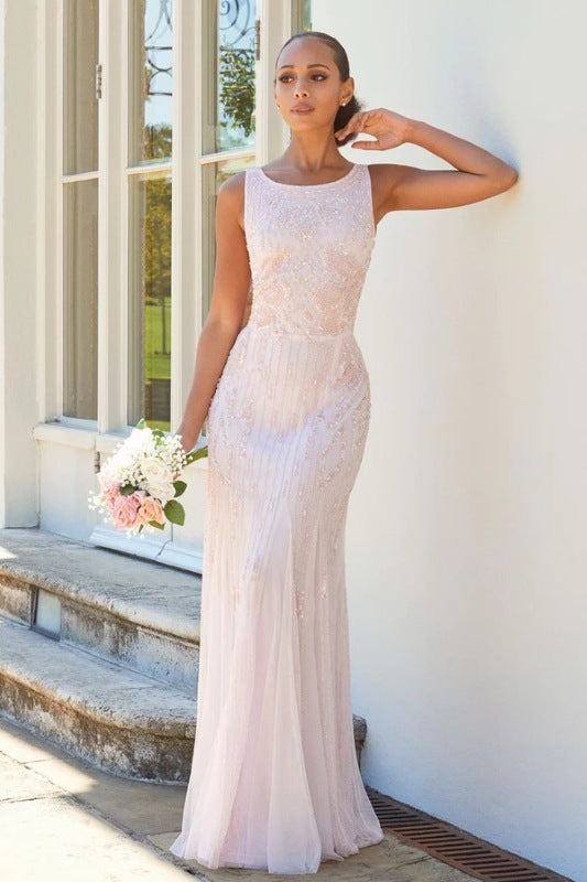Gracey Pink Embellished Maxi Dress
