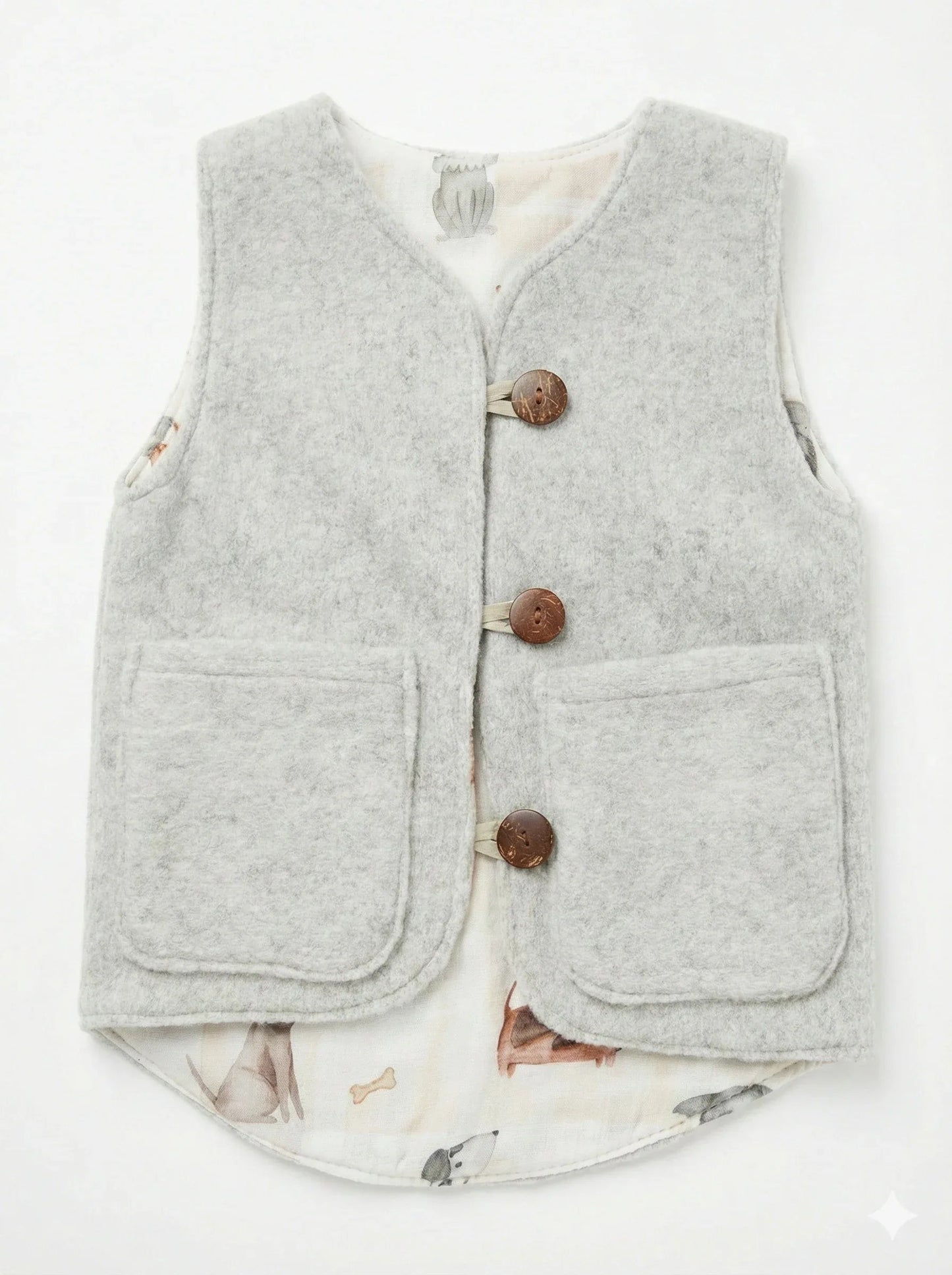 Baby/Kid Virgin Wool Vest - Grey-0