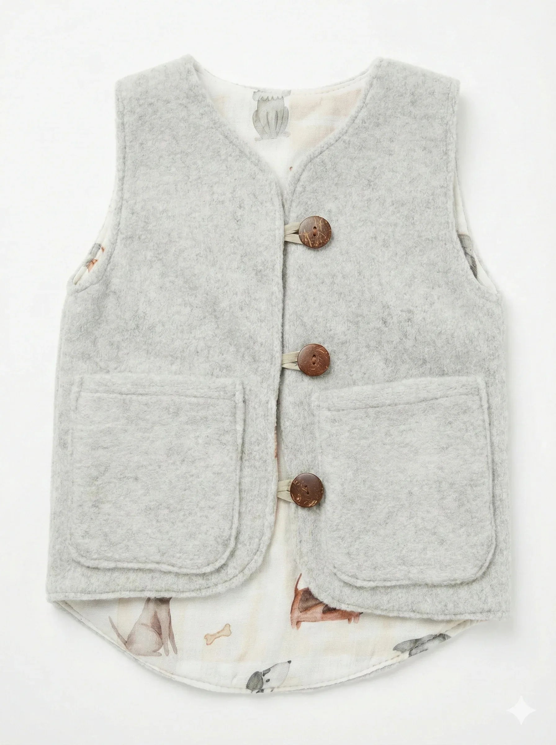 Baby/Kid Virgin Wool Vest - Grey-0