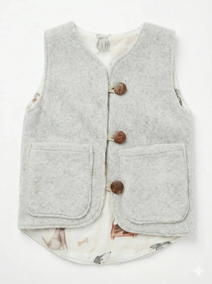 Baby/Kid Virgin Wool Vest - Grey-0