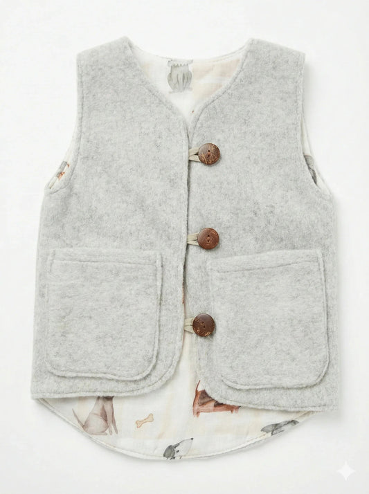 Baby/Kid Virgin Wool Vest - Grey-0