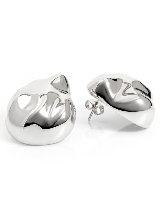 Giselle Textured Dome Drop Earrings Silver-0