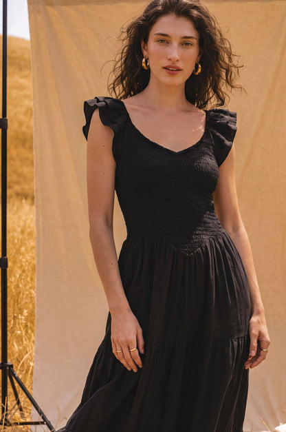 Giuseppina Smocked Linen Midi Dress-1