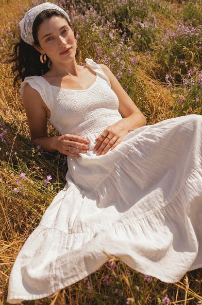 Giuseppina Smocked Linen Midi Dress-7