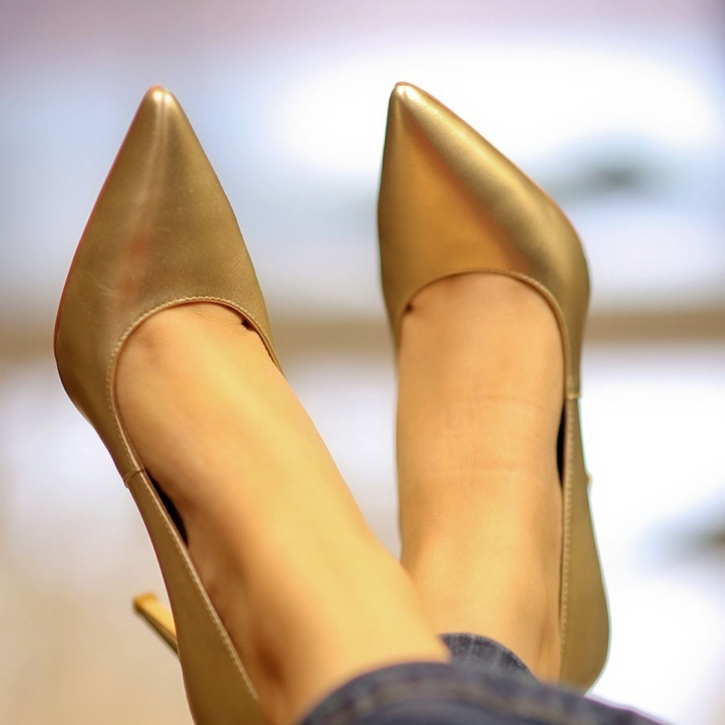 Capri - Golden High Heel Pumps-1