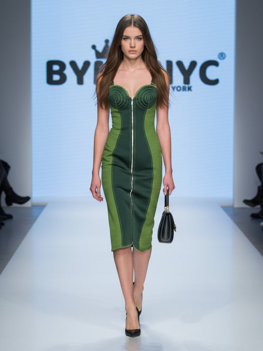 Green Midi Day Dress CENTRAL PARK: Prêt-à-Porter Line BYMANYC ® New York-0