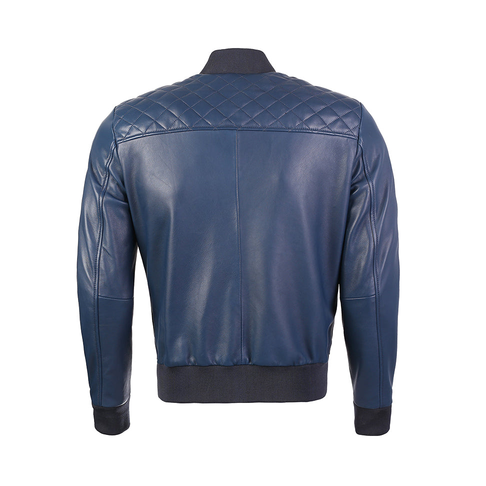 Greer Men's Wax Finish Sheepskin Leather Bomber Jacket-3