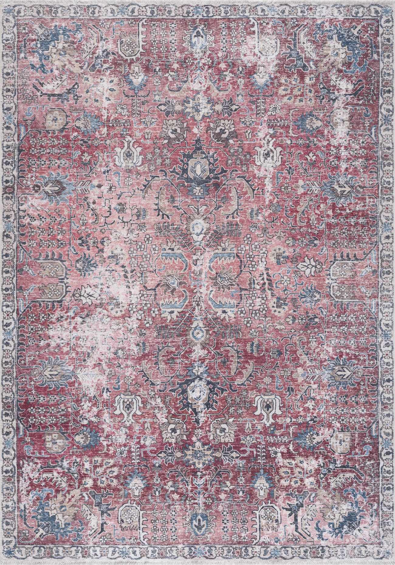 Burgundy Holi-2303 Washable Area Rug-1