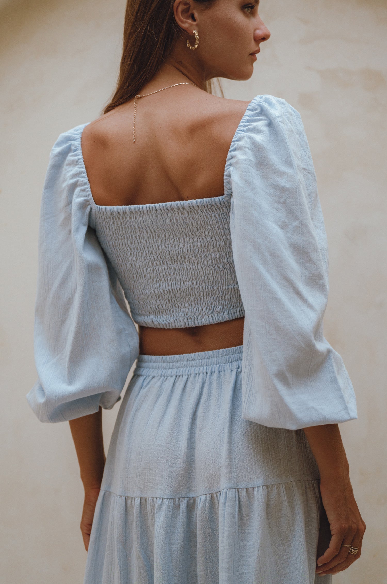 Helsa Long Sleeve Linen Top-2