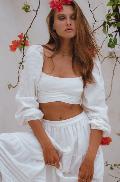 Helsa Long Sleeve Linen Top-7