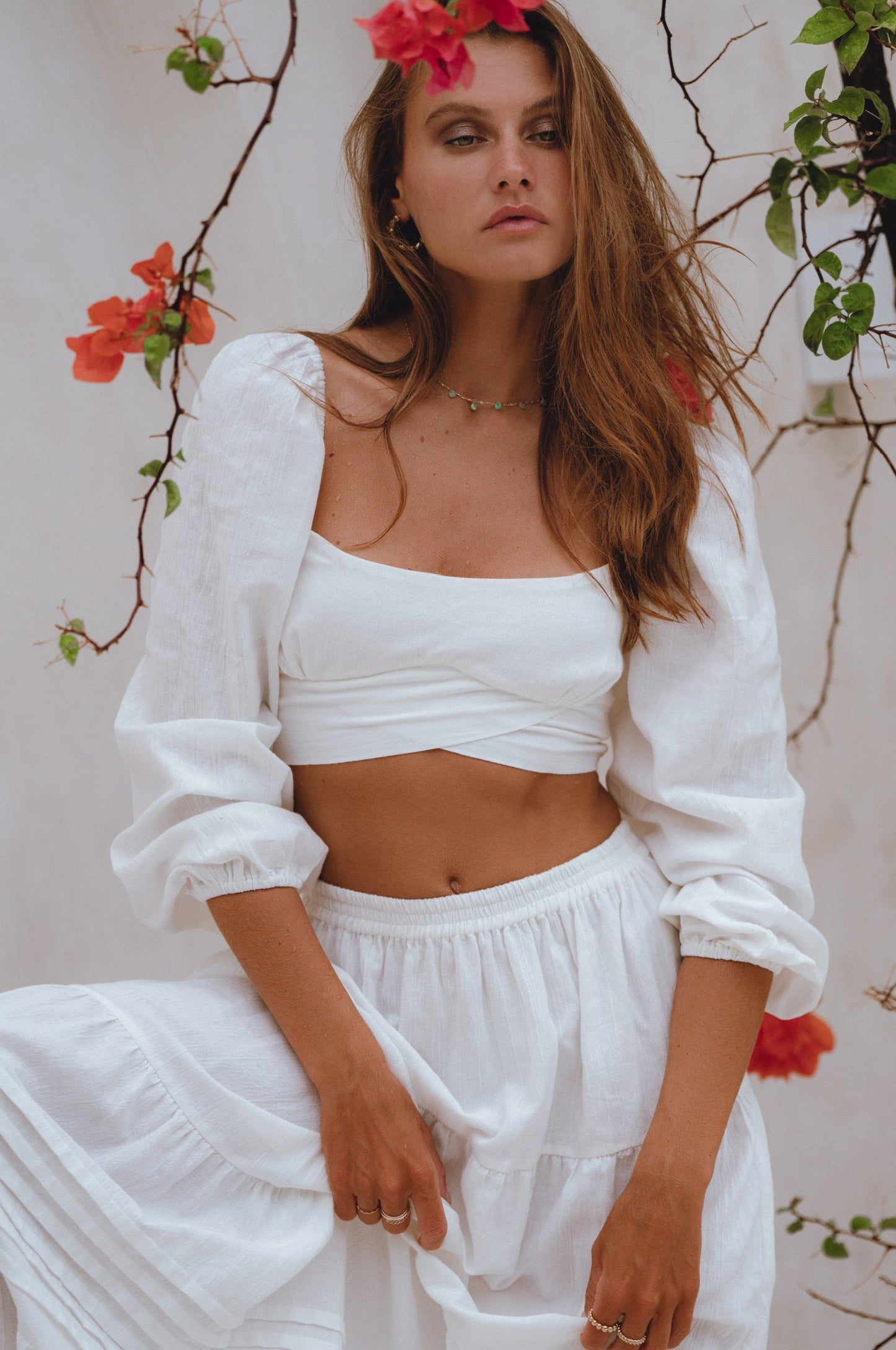 Helsa Long Sleeve Linen Top-7