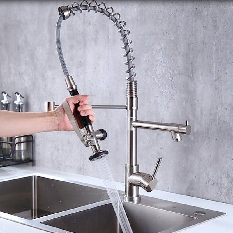 High-Pressure Copper Spring Kitchen Faucet-0