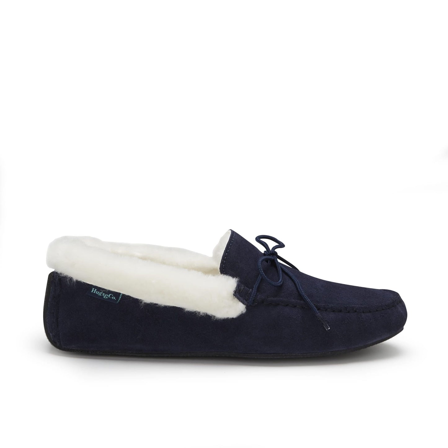Slippers, sheepskin, navy blue suede-0