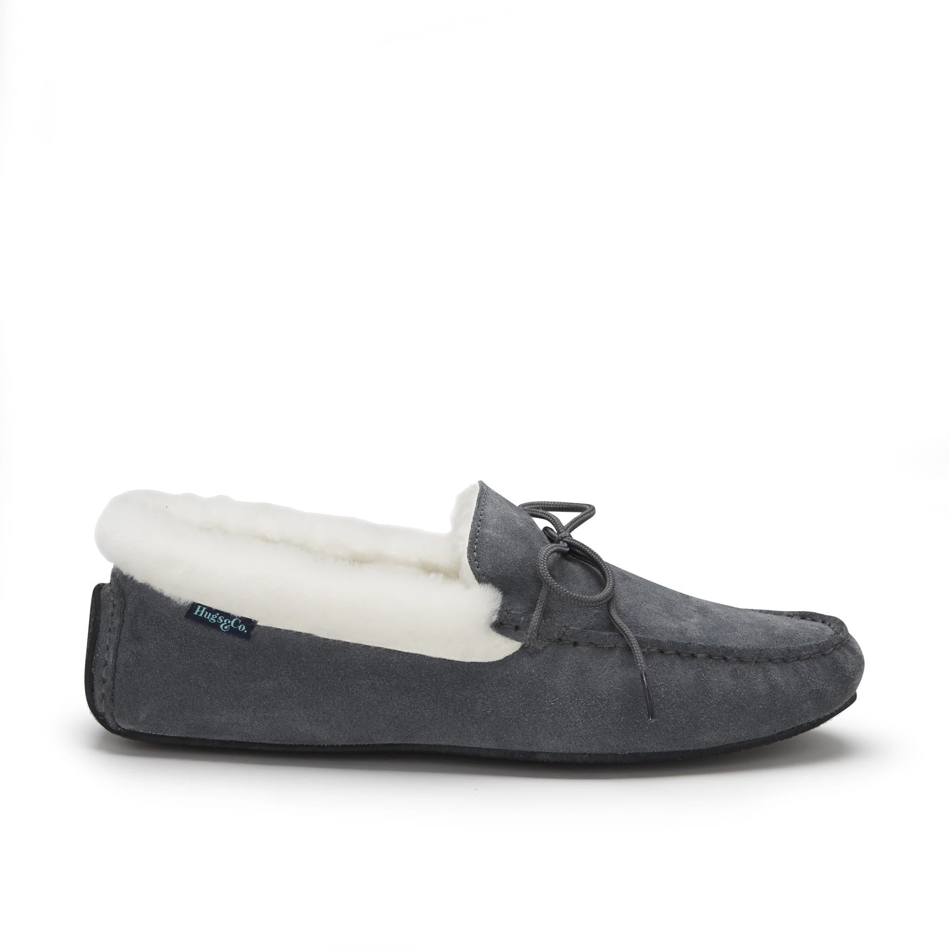 Slippers, sheepskin, slate grey suede-0