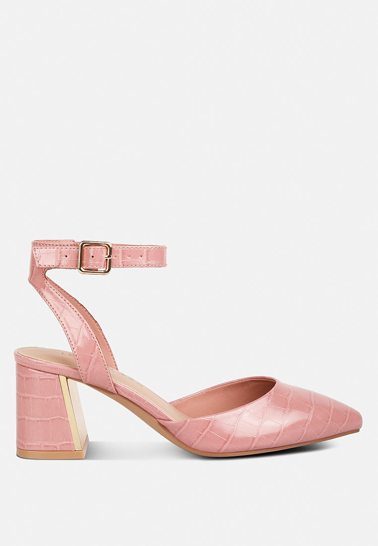 Hyatt Metallic Sling Block Heel Sandals-5