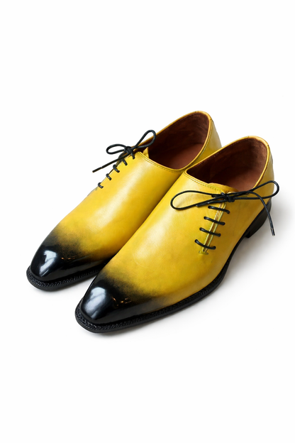 Tyler- Yellow Whole-cut Oxford Shoes-0