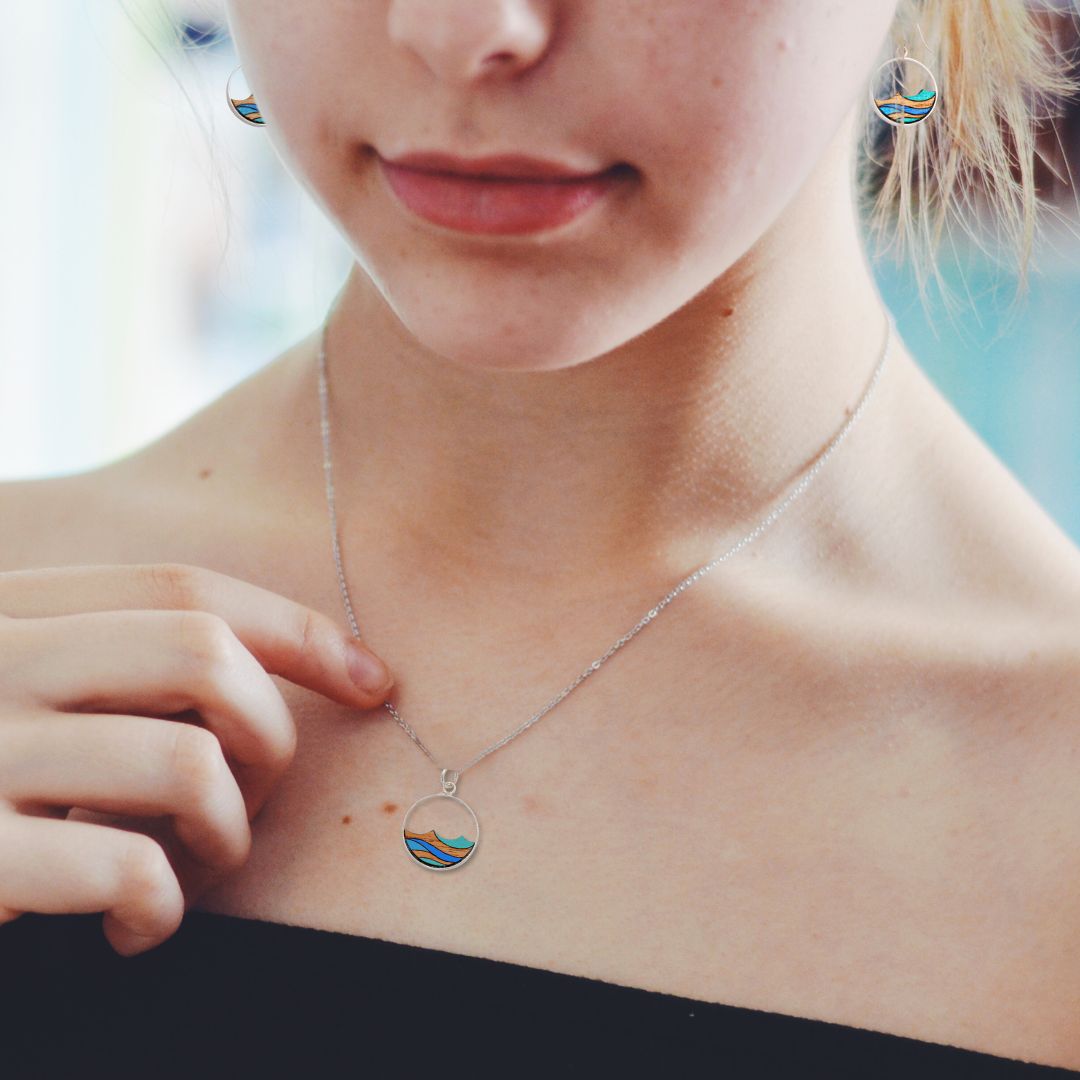 Ocean Eco-friendly Recycled Wood Silver Earrings