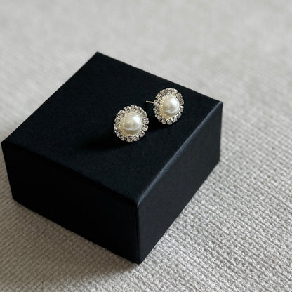 Diamond Pearl Stud Earrings ~ Cameron-4