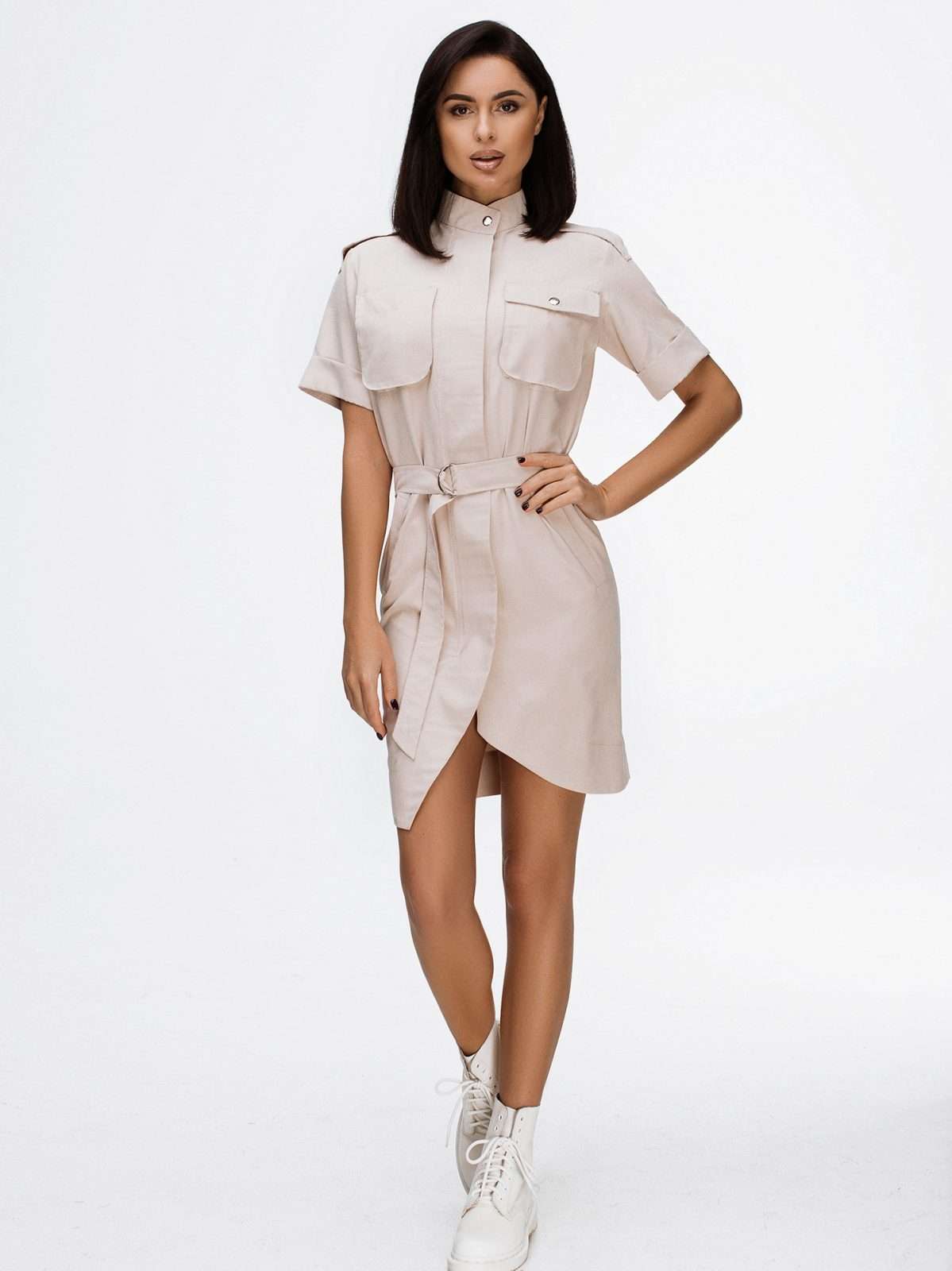 Easygoing Chic Asymmetry Casual Dress With Pockets-4