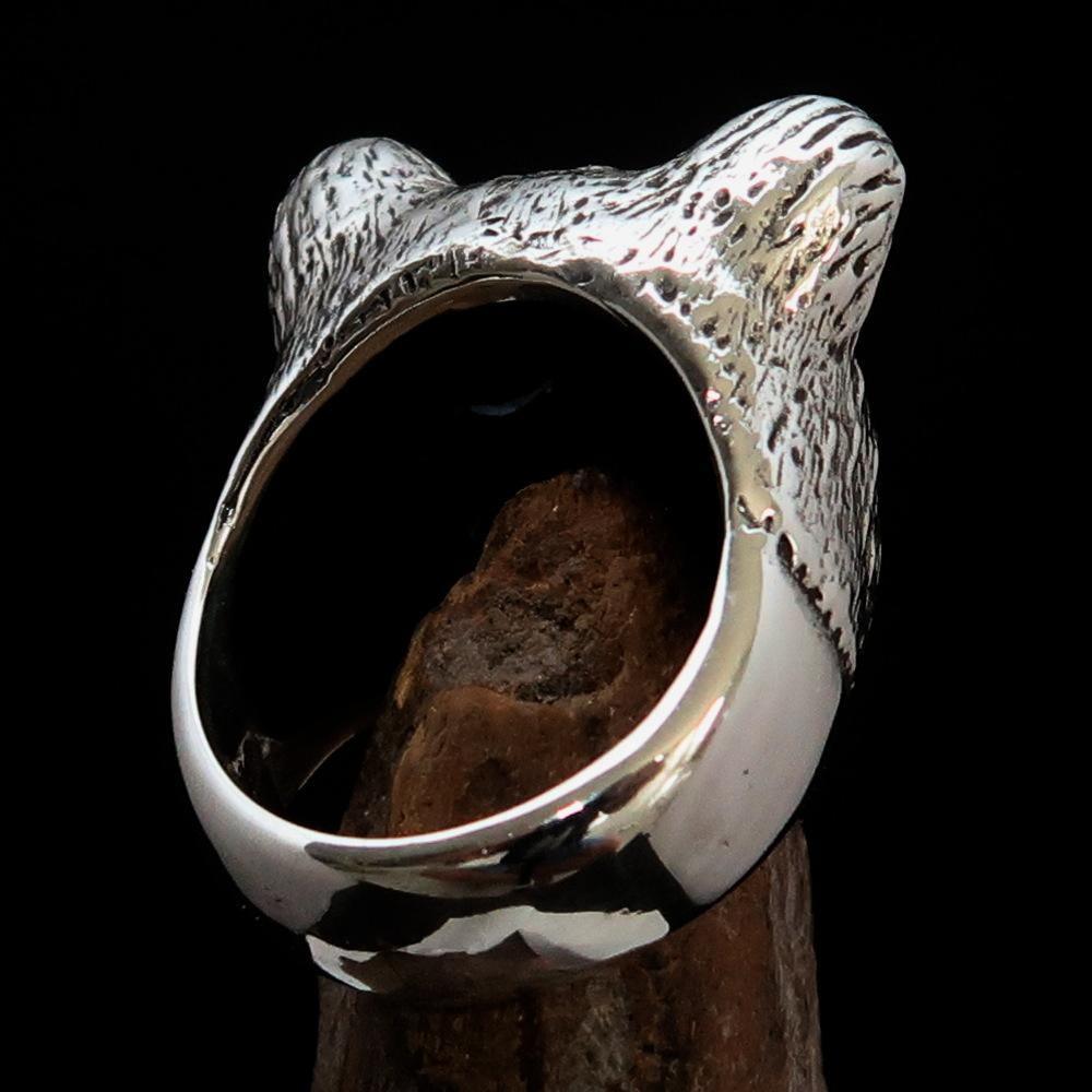 Excellent crafted Men's Animal Ring Lioness blue Sapphire Eyes Sterling Silver 925-4