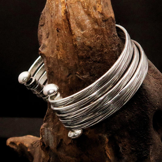 Excellent handcrafted minimalistic 5 String Sterling Silver Bracelet / Bangle-1