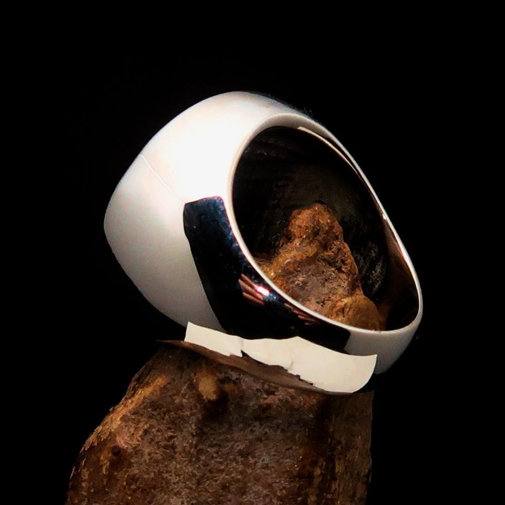 Perfectly crafted Men's Masonic Skull Ring Blue - Sterling Silver-3