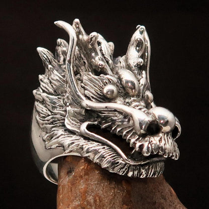Excellent crafted Men's Animal Ring Male Dragon Sterling Silver 925-0