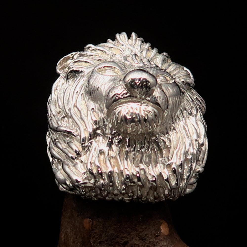 Huge Excellent crafted Men's Male Lion Ring - Mirror Polished Sterling Silver-1