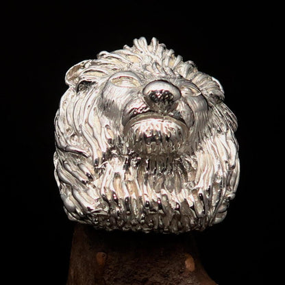 Huge Excellent crafted Men's Male Lion Ring - Mirror Polished Sterling Silver-1