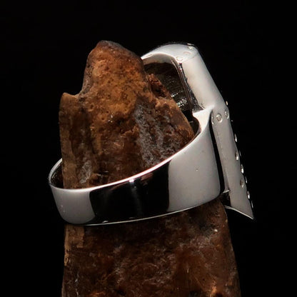 Excellent crafted Men's Medieval Ring Templar Knight Helmet - Sterling Silver-2