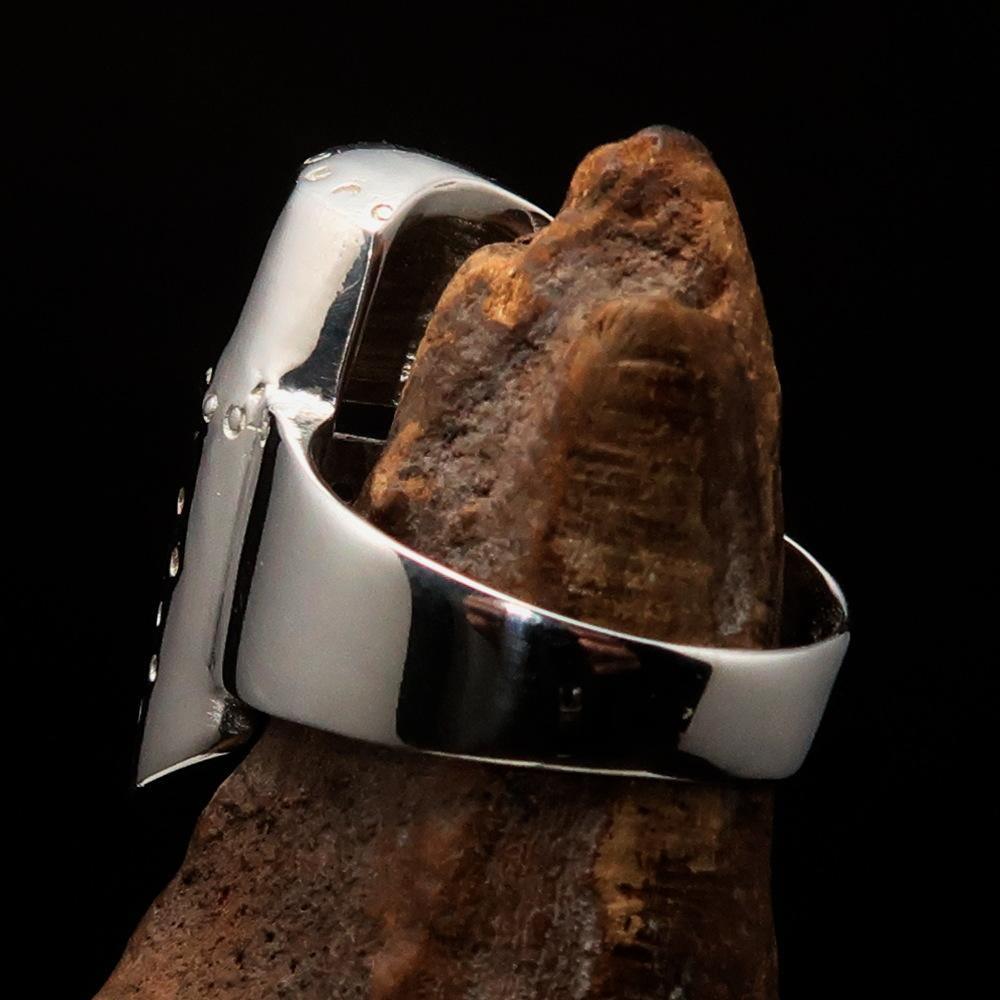 Excellent crafted Men's Medieval Ring Templar Knight Helmet - Sterling Silver-3