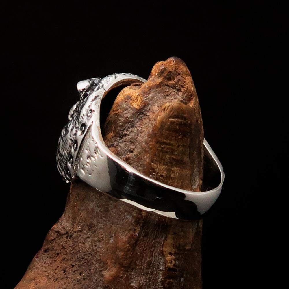 Excellent crafted Men's Animal Ring Male Bulldog Sterling Silver 925-3