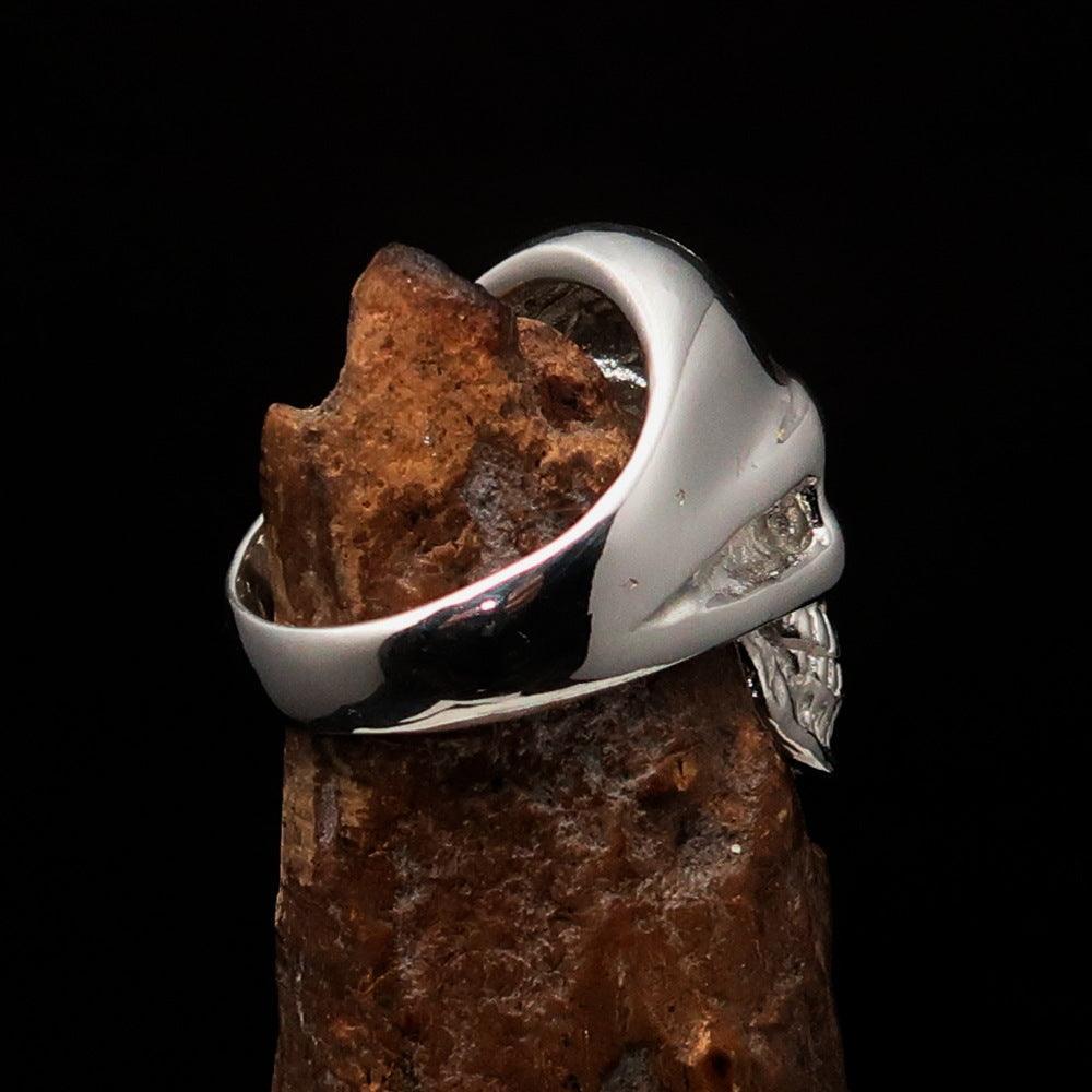 Excellent crafted Men's Skull Ring Black Eye of Ra - Sterling Silver-3
