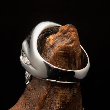 Excellent crafted Men's Skull Ring Black Eye of Ra - Sterling Silver-4