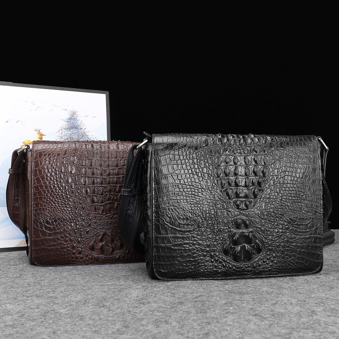 Genuine Crocodile Leather Postal Messenger Bag-0