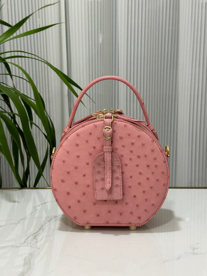 Womens  Ostrich Skin Leather Apple Phone Handle Bag-5