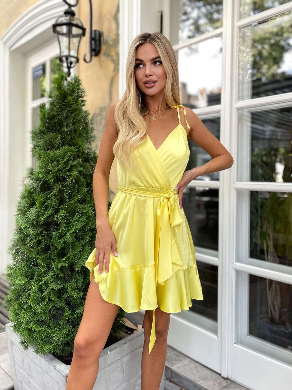 Satin Wrap Mini Dress | Ruffle Skirt | GLOWSYOU-31