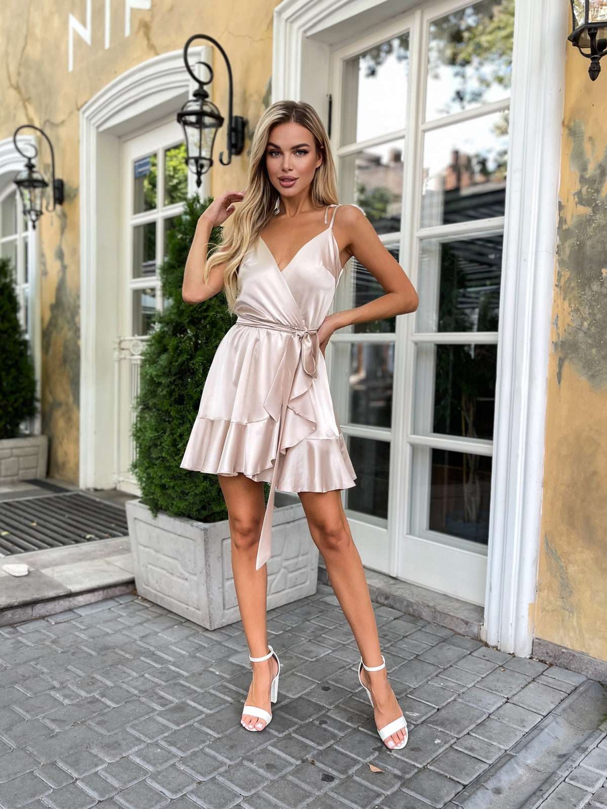 Satin Wrap Mini Dress | Ruffle Skirt | GLOWSYOU-45