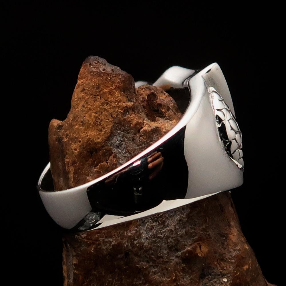 Men's Sterling Silver Shield Ring Flag of England Red Cross on White-2