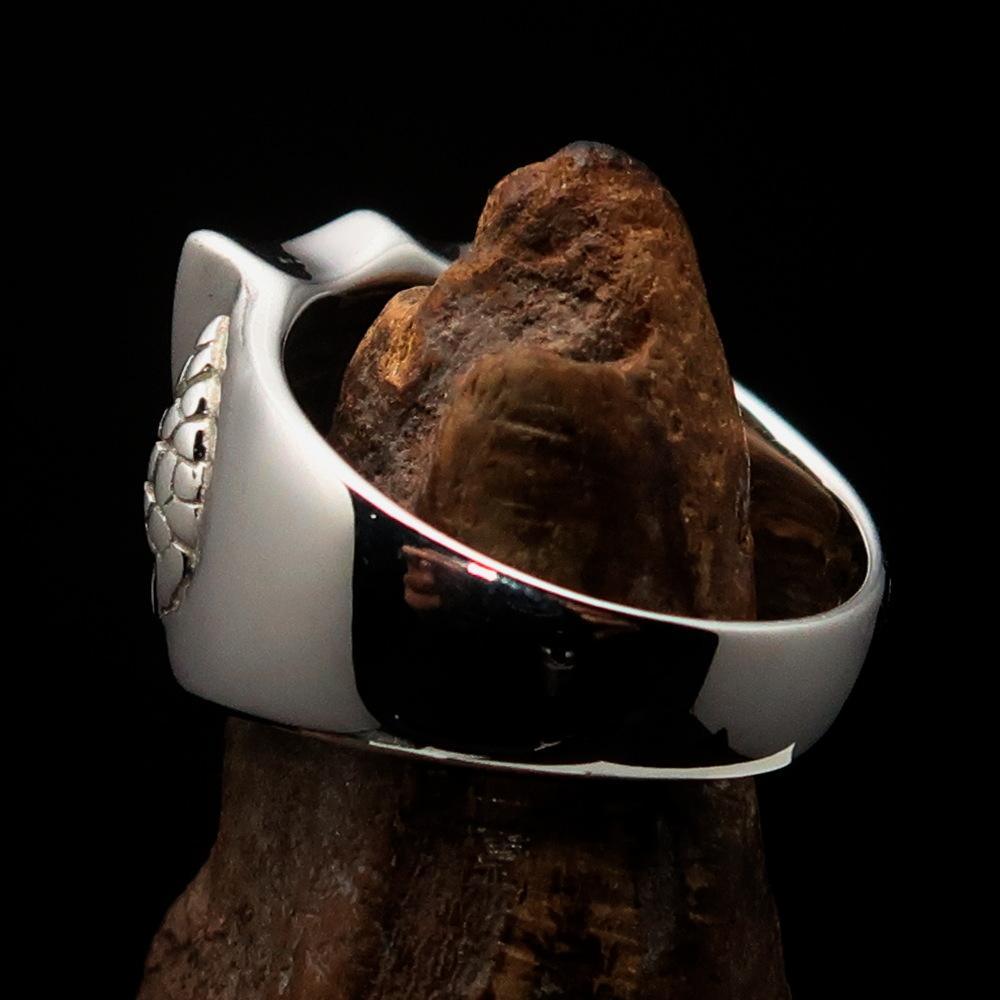 Men's Sterling Silver Shield Ring Flag of England Red Cross on White-3