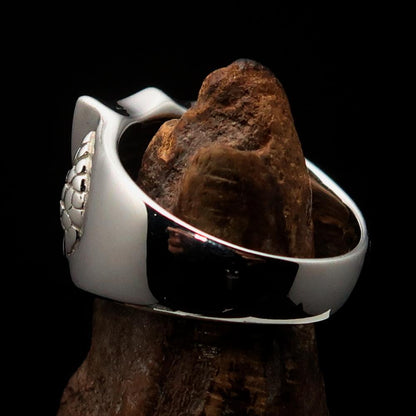 Men's Sterling Silver Shield Ring Flag of England Red Cross on White-3