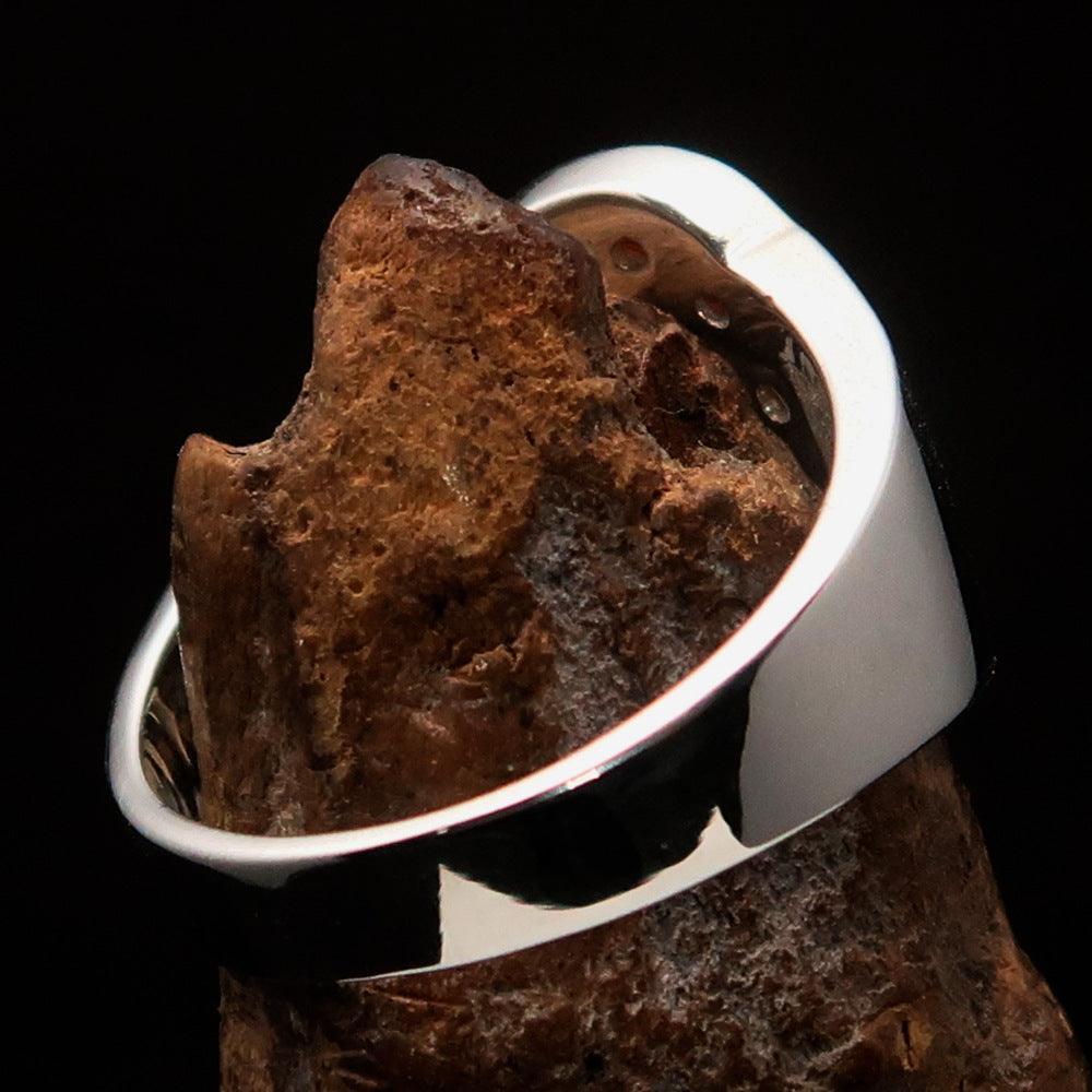 Excellent crafted Initial Ring Bold Letter Q - 15 red CZ - Sterling Silver-2